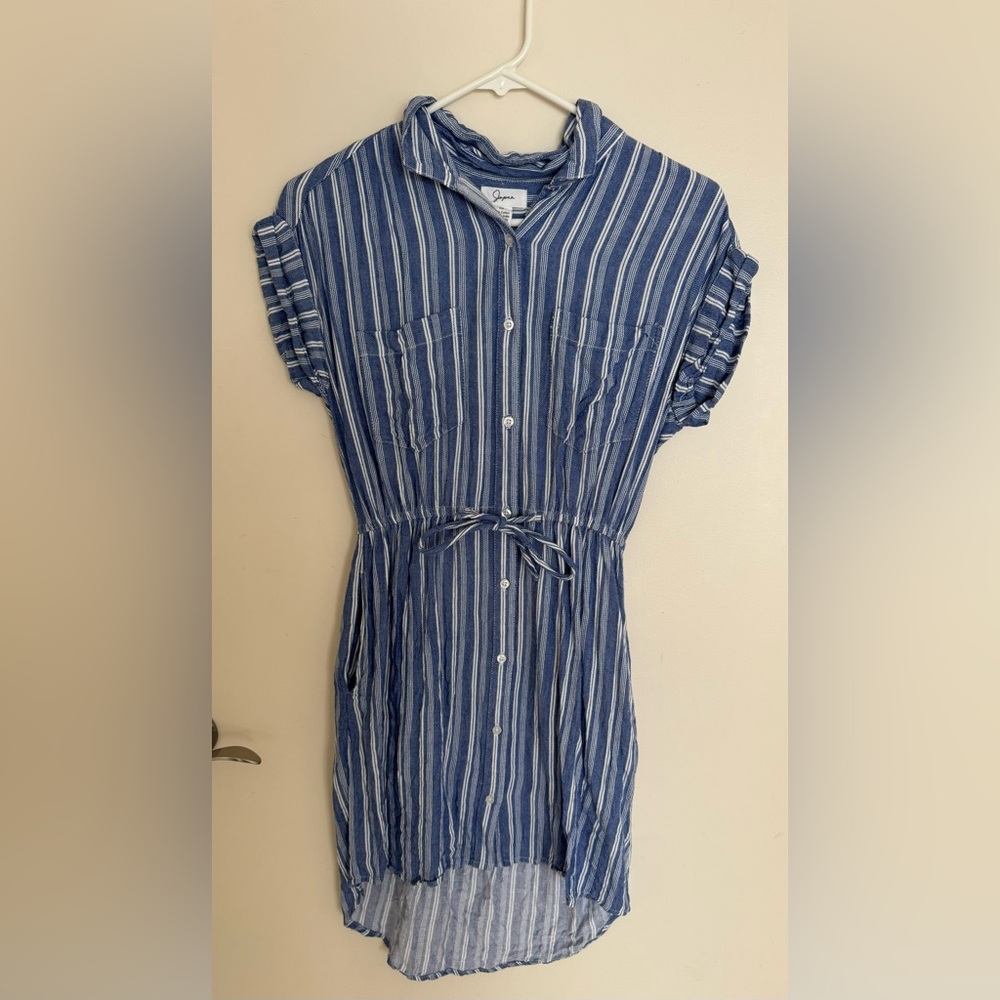 Japra Blue Striped Midi Dress